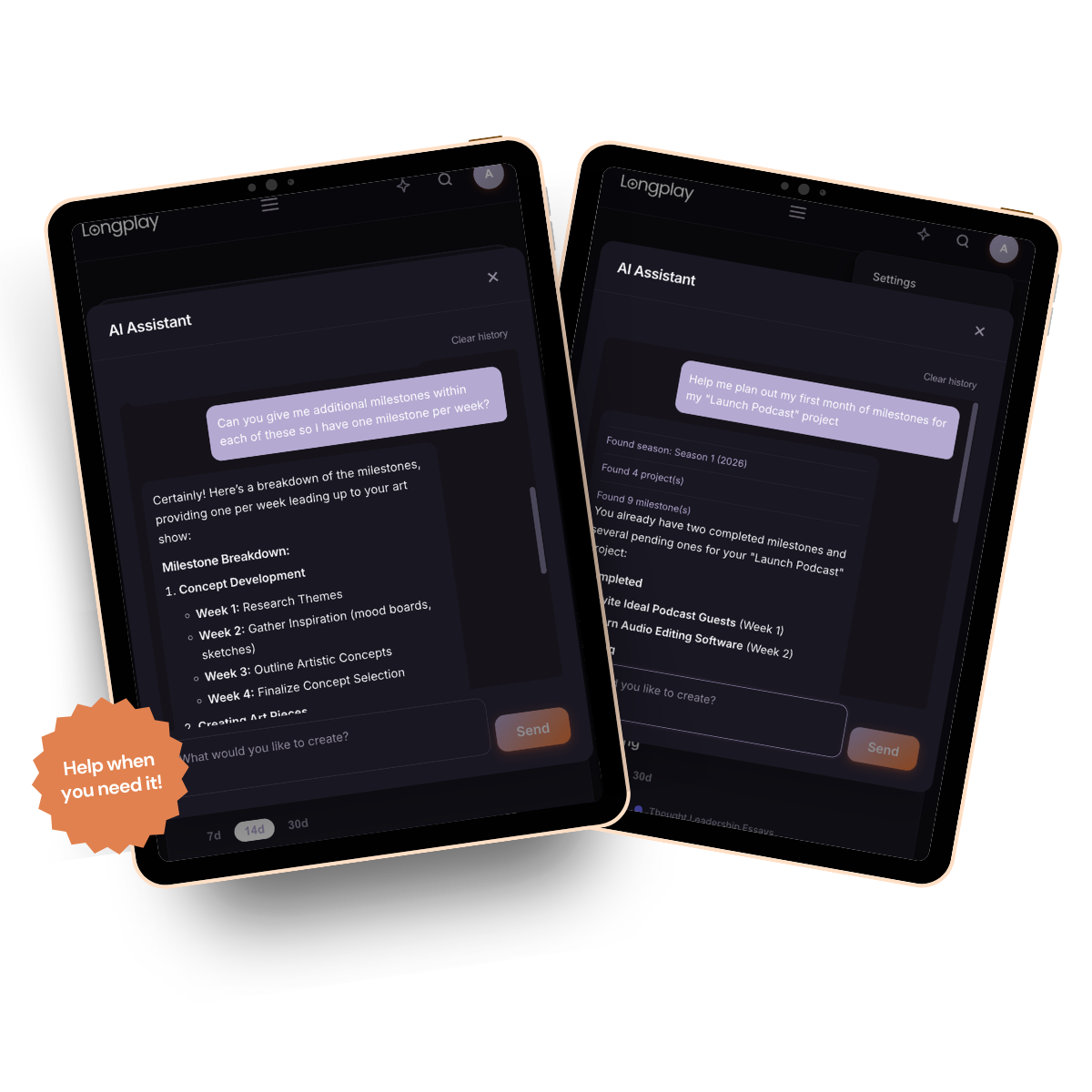 Longplay AI Assistant helping plan a creative project